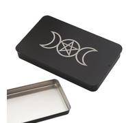 Yhsioaklo Caja para baraja de tarot | Funda de hierro para barajas de tarot estándar | Portátil para organización, accesorios de juegos de mesa para viajes, escuela, hogar, reuniones familiares, C
