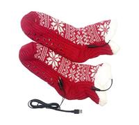 Yhsioaklo - Calcetines calefactores autoalimentados con USB, diseño de copo de nieve, calcetines calefactores, esquí, calentadores, portátiles, invierno, hombres, mujeres, senderismo, ciclismo, pesca