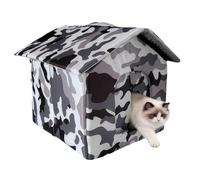 Yhsioaklo Casa para gatitos al aire libre - Tienda de campaña resistente al viento | Refugio para mascotas con solapas de puerta | Casa de gato cálida y duradera para balcón, patio trasero, jardín