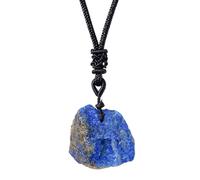 Yhsioaklo Colgante De Lapislázuli - Collar Tejido A Mano Con Piedra Preciosa Azul Natural | Joyería De De Cruda Para Mujeres Y Hombres | Piedra Curativa Espiritual Y Pieza De Colección.