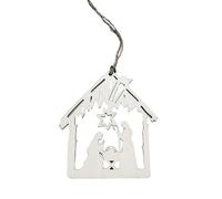 Yhsioaklo Colgante de Navidad Jesús Adviento | Innovador candelabro de madera en forma de casa | Decoración de árbol de belén para Navidad, vacaciones, festivales, decoración del hogar, idea de regalo