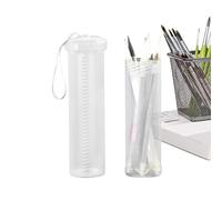Yhsioaklo de almacenamiento retráctil para pinceles, diseño cilíndrico transparente, de pinceles de acuarela con cordón, estuche de viaje portátil para marcadores, lápices de colores