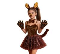 Yhsioaklo Disfraz de animal con diadema y orejas y falda tutú | Conjunto de disfraz de cosplay de 6 piezas | para mujeres, hombres, niñas, niños, sesión de fotos, fiesta, escuela, juegos, Pascua