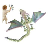 Yhsioaklo Dragón móvil con alas - Figura de animales con impresión 3D | Modelo coleccionable flexible para escritorio y decoración | Decoración de mesa para oficina, estantería y salpicadero de coche