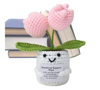 Yhsioaklo Inspirador Ganchillo - Planta en Maceta de Punto con Placa Motivacional | Muñeca Amigurumi Hecha a Mano para Escritorio y Coche | Regalo de animación para Mujeres y Amigos