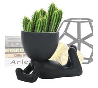 Yhsioaklo Macetas para plantas de interior, maceta de cerámica con drenaje - Macetas realistas de forma humana para cocina, baño, dormitorio, sala de estar