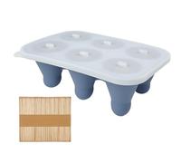 Yhsioaklo Molde de silicona para helados, 6 compartimentos, con tapa y fácil extracción, molde para cubitos de hielo de silicona con palillos, para fondant, caramelo, postres, brownie, tartas