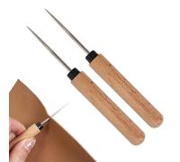 Yhsioaklo Punzón de cuero y punzón - 2 punzones de mango de madera | punzón de costura para telas y cuero, para bricolaje, estudio, taller, principiantes, profesionales, aficiones y adultos