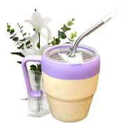 Yhsioaklo Vaso de café, taza de bebidas calientes con letra impresa, taza de paja multiusos con asa para bebidas calientes heladas para restaurante, cocina, boda, picnic, camping