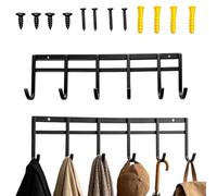 Yhsioaklo Wall Coat Rack | Heavy Duty Metal Round Tips 2 Pieces 6 Hooks