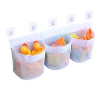 YHSKJCD Bolsa Juguetes Bañera, ExtraGrande Organizadores de Juguetes Baño con 5 Ganchos Autoadhesivos, Red de Almacenamiento Bañera para Niños Bebés, Secado Rápido