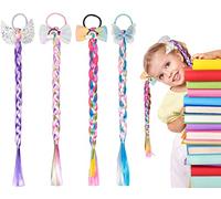 YHSKJCD Pelucas de Nina, 4 Piezas Cabello Trenzado de Niña Cuerda para el Cabello Extensiones de Cabello Trenzadas para el Cabello de Princesa para Disfraz de Frozen Princess y Juego de Roles
