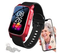 YhsPkAh Elderly Anti-Fall Watch with GPS | SOS Button | HD Phone | Health Monitoring | Auto Response, Fall Reminder, for Elder and Dementia Design, Ip67 Waterproof Red