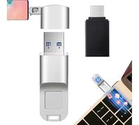 YhsPkh Unidad Flash USB con Desbloqueo Huellas Dactilares Y Cabezal Conversión (Se Puede Conectar a Un Teléfono Móvil), Identificación Precisa, para Almacenamiento Cifrado Android/Pc Silver-32GB