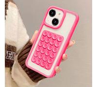 Yhsvie Funda Transparente para iPhone 13/14 Ultrafina Carcasa Ventosa Extraíble Silicona Case Clear Suave Resistente TPU Bumper Cover - Rosa Rojo