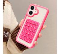 Yhsvie Funda Transparente para iPhone 16 Ultrafina Carcasa Ventosa Extraíble Silicona Case Clear Suave Resistente TPU Bumper Cover - Rosa Rojo