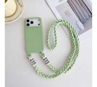 Yhsvie Handykette für iPhone 15 Pro Max Hülle mit Band Ultra Dünn Silikon Handyhülle Necklace Case mit Kordel zum Umhängen Weich TPU Stoßfest Schutzhülle Kratzfeste Abnehmbar Handyband Cover-Ggrün