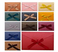 YHSWIN 24 sobres de papel Kraft, 12 colores sobre de papel nacarado con cintas, para tarjetas de regalo, tarjetas de felicitación, invitación a la boda, 22 x 11 cm, multicolor