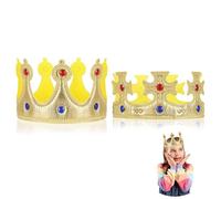 YHTCC 2 coronas de rey, corona de cumpleaños para adultos y niños, disfraz de rey y reina, accesorios de coronas doradas, tiara para cumpleaños o fiesta de baile de disfraces