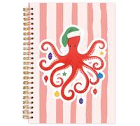 Yhtrg Cuadernos de espiral de pulpo de Navidad costera, regalos de pulpo para mujeres, regalos de diario de Navidad en la playa costera, diario de Navidad náutico, océano marino, diario para tomar