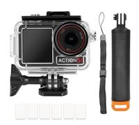 YHTSPORT Carcasa impermeable compatible con DJI Osmo Action 5 Pro/Action 4 /Action 3 + mango flotante + 6 inserciones antivaho + abrazadera de montaje rápido