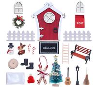 Yhuasia Set de Navidad para puerta de codorniz, accesorios de Navidad, juego de puerta de duendes de Navidad, juego de puerta de duendes de Navidad, con buzones en miniatura, botas, corona, juego de