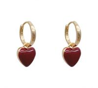 YHVLSOLHU Design Semplice Orecchini penzoli in forma di cuore d'amore rosso vino per donne OrecchiniGol d Color Circle Vintage Peach Drop Jewelry Wedding Party