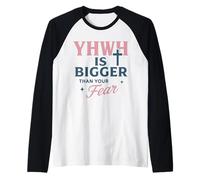 YHWH es más Grande Que tu fe Cruzada de Miedo Camiseta Manga Raglan