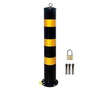 YHWKGZ Bolardo de seguridad desmontable con casquillo de empotramiento, poste de bolardo de seguridad de acero amarillo con pernos de anclaje y candado(1pcs)