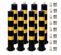 YHWKGZ Bolardo de seguridad desmontable con casquillo de empotramiento, poste de bolardo de seguridad de acero amarillo con pernos de anclaje y candado(8pcs)
