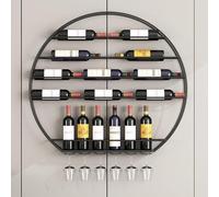YHWKGZ Botellero de Pared, Botellero de Metal for vinos, Wine Rack for Almacenamiento de vinos, Soporte Copas for licores, Estante Redondo for Botellas de Vino, no Requiere ensamblaje(Nero,80cm)