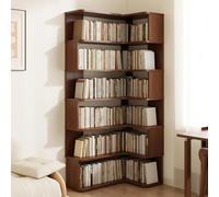 YHWKGZ Corner Bookshelf, L-Shaped Corner Bookcase, Solid Wood Open Display Shelf, Multi-Purpose Large Capacity Storage Rack, for Bedroom, Living Room(Brown)