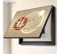 YHWKGZ Cubierta Decorativa de Caja de interruptores con Superficie de Cristal, Cubierta de Caja de fusibles Interior con Marco Negro(Black1,50x60cm/19.6x23.6In)