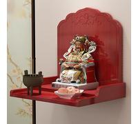 YHWKGZ Mesa De Altar Con Estatua De Buda, Pedestal Madera Maciza For Ofrendas, Mesa Oración Con Quemador De Incienso De Pared, Soporte Altar Personal, Ideal for El Hogar, La Empresa(Rosso,12.6x9.8x9.8