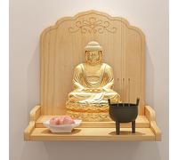 YHWKGZ Mesa De Altar Con Estatua De Buda, Pedestal Madera Maciza For Ofrendas, Mesa Oración Con Quemador De Incienso De Pared, Soporte Altar Personal, Ideal for El Hogar, La Empresa(Giallo,16.9x16.5x1