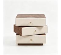YHWKGZ Mesa De Noche Giratoria, Cajones Piel Sintética Arcón De Cama | Mesa Auxiliar Basculante 3 Cajones, Mueble Almacenamiento Dormitorio(Off-white)
