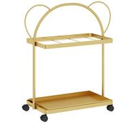 YHWKGZ Paragüero con Ruedas universales, Soporte de Metal for Paraguas con Bandeja Recogida de Agua, Estante de Almacenamiento Independiente for Entrada, hogar, Oficina(Gold,11.4x19.6in/29x50cm)