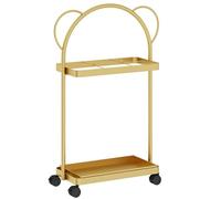 YHWKGZ Paragüero con Ruedas universales, Soporte de Metal for Paraguas con Bandeja Recogida de Agua, Estante de Almacenamiento Independiente for Entrada, hogar, Oficina(Gold,7.4x14.5in/19x37cm)