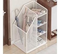 YHWKGZ Paragüero Cuadrado de Metal con Bandeja de Goteo extraíble, Soporte for Paraguas Independiente con diseño de Malla for Entrada Interior, hogar(Wit)