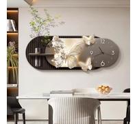 YHWKGZ Reloj de Pared Efecto Visual 3D, Relojes de Pared De Mariposa Versátil con Florero De Vidrio, Reloj Pareds Creativos Silenciosos, Decoración de Pareds Grande(Model A,80x30cm/31.4x11.8in)