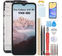 YHX-OU 6.5'' Incell Pantalla LCD para Samsung Galaxy A15 4G SM-A155F SM-A155P SM-A155R Kit de Reparación de Pantalla Táctil Digitalizador con Herramientas+Vidrio Templado(Negro+Marco)