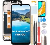 YHX-OU 6.5'' Negro + Marco Pantalla LCD para Realme C25Y RMX3265 RMX3268 RMX3269 Kit de Reparación de Pantalla Táctil Digitalizador con Herramientas + Vidrio Templado