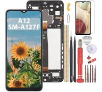 YHX-OU 6.5'' Negro + Marco Pantalla LCD para Samsung Galaxy A12 Nacho A127 SM-A127F Kit de Reparación de Pantalla Táctil Digitalizador con Herramientas + Protector de Pantalla