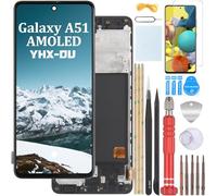 YHX-OU 6.50'' Negro con Marco AMOLED Pantalla LCD para Samsung Galaxy A51 4G SM-A515F Kit de Reparación de Pantalla Táctil Digitalizador con Herramientas + Vidrio Templado