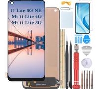 YHX-OU 6.55'' Negro Incell Pantalla LCD para Xiaomi 11 Lite NE 5G Mi 11 Lite 4G Mi 11 Lite 5G Kit de Reparación de Pantalla Táctil Digitalizador con Herramienta + Cristal Templado
