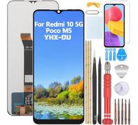 YHX-OU 6.58'' Negro Pantalla LCD para Xiaomi Redmi 10 5G 22041219G 22041219NY Poco M5 22071219CG Kit de Reparación de Pantalla Táctil Digitalizador con Herramienta + Cristal Templado