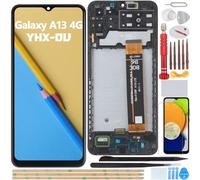 YHX-ou 6.6" negro kit pantalla LCD con chasis para Samsung Galaxy A13 4G SM-A135F SM-A137F pantalla táctil LCD completa reemplazo con protector de pantalla y herramientas