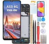 YHX-OU 6.6'' Negro + Marco Pantalla LCD para Samsung Galaxy A13 4G SM-A135F SM-A137F Digitalizador Pantalla Táctil de Reemplazo con Herramienta de Instalación+ 1 Pieza Cristal Templado