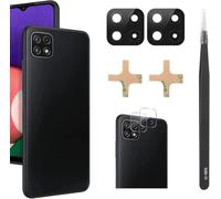 YHX-OU 6,6" para Samsung Galaxy A22 5G Lente Cristal Cámara Trasera [2 Piezas] con pinzas + 2 Piezas Cámara Cristal Templado + Herramienta de Instalación