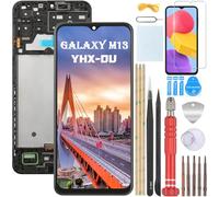 YHX-OU 6.60'' Negro + Marco Pantalla LCD para Samsung Galaxy M13 SM-M135F SM-M135F/DSN SM-M135FIDUEUB Kit de Reparación de Pantalla Táctil Digitalizador con Herramientas + Vidrio Templado